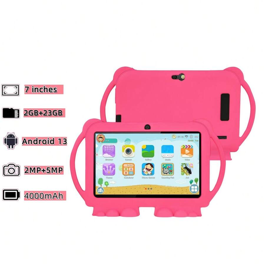 A New Favorite Among Children's Tablets With 4G WiFi! BDF K6 Pro Features A 7-Inch Screen, Massive Storage Of 2GB + 23GB, A Long-Lasting 4000mAh Battery, And Comes With A Cartoon Anti-Drop Case.