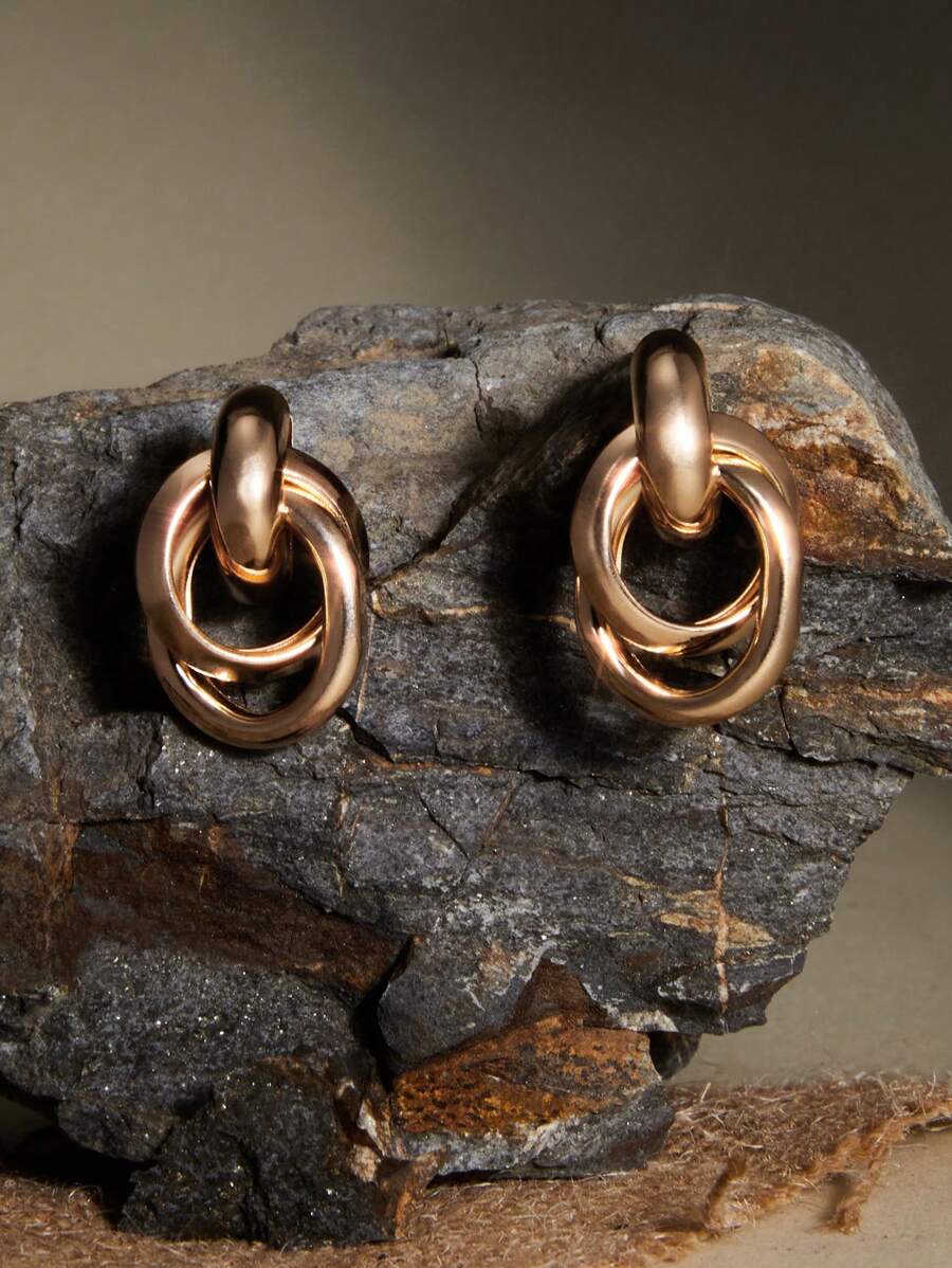 1 par de pendientes de aro de aleación de zinc de moda para mujeres para decoración diaria