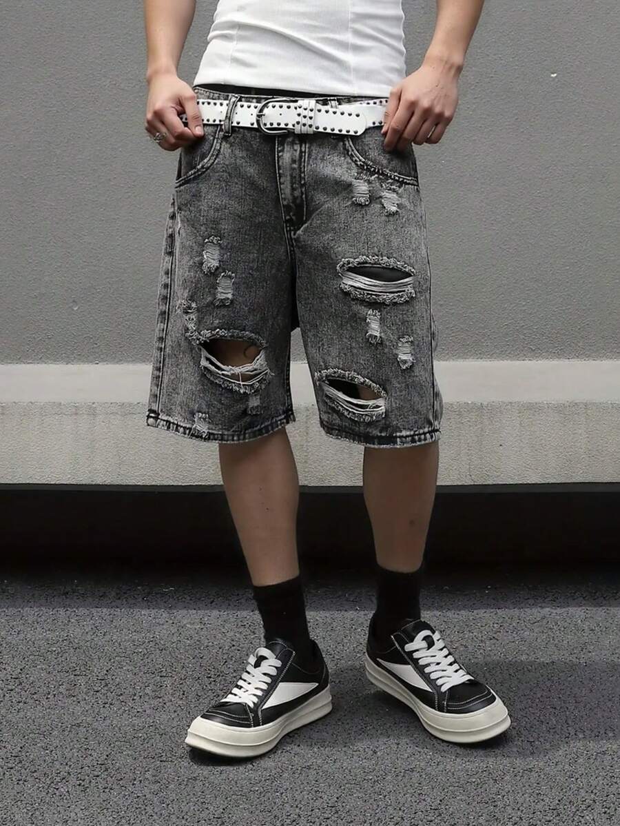 Teens/Boys Distressed Pocket Loose Fit Casual Denim Shorts