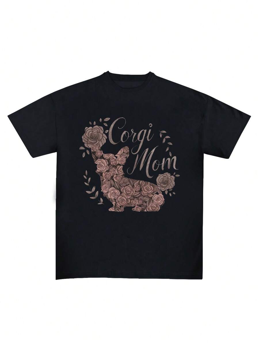 Floral Corgi Mom Pure Cotton Women's T-Shirt Comfort Fit