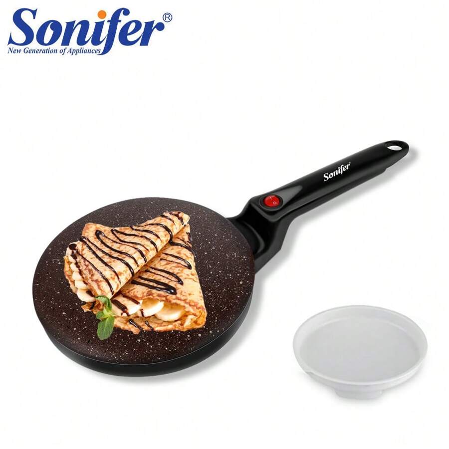 SONIFER Elektrischer Crêpe-Maker mit antihaftbeschichteter Platte von 20 cm, einfache Bedienung, 600 W, in 3 Farben erhältlich: Rot, Weiß, Schwarz
