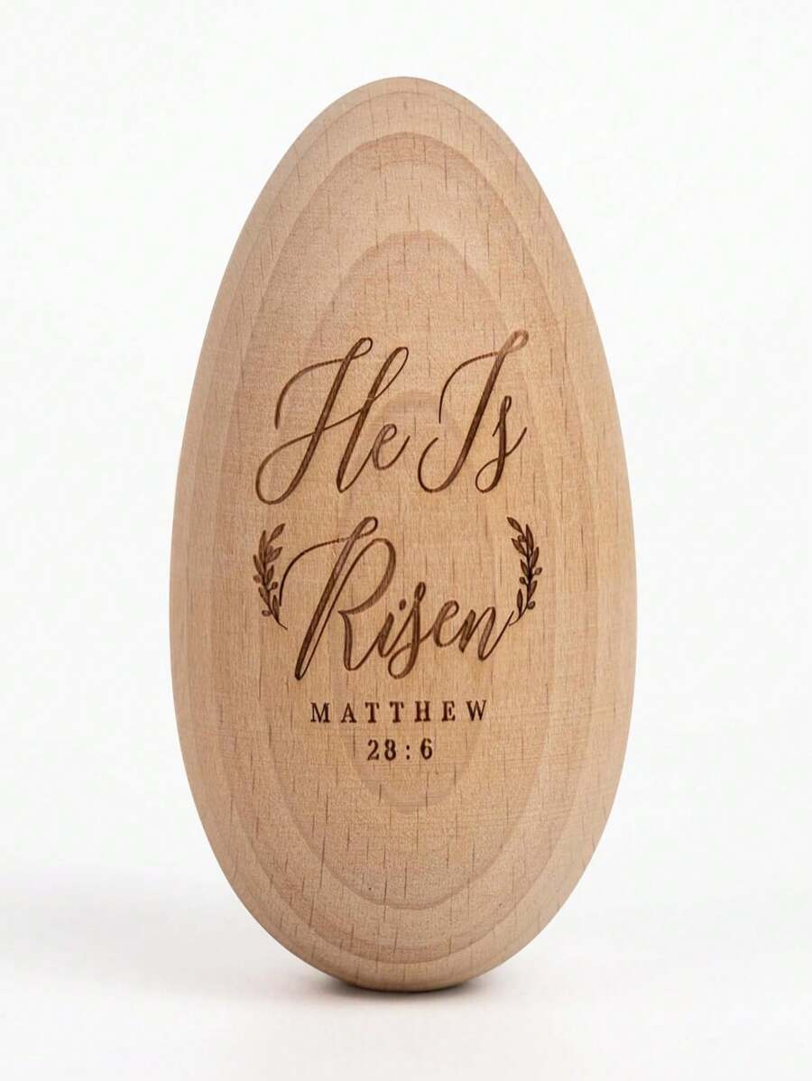 Easter Egg Decor, Wooden Decorations For Home, Tier Tray, Centerpiece Table Top, Easter Gifts Religious For Adult, Church, Christian Basket Stuffers, Egg Fillers (He Is Risen)