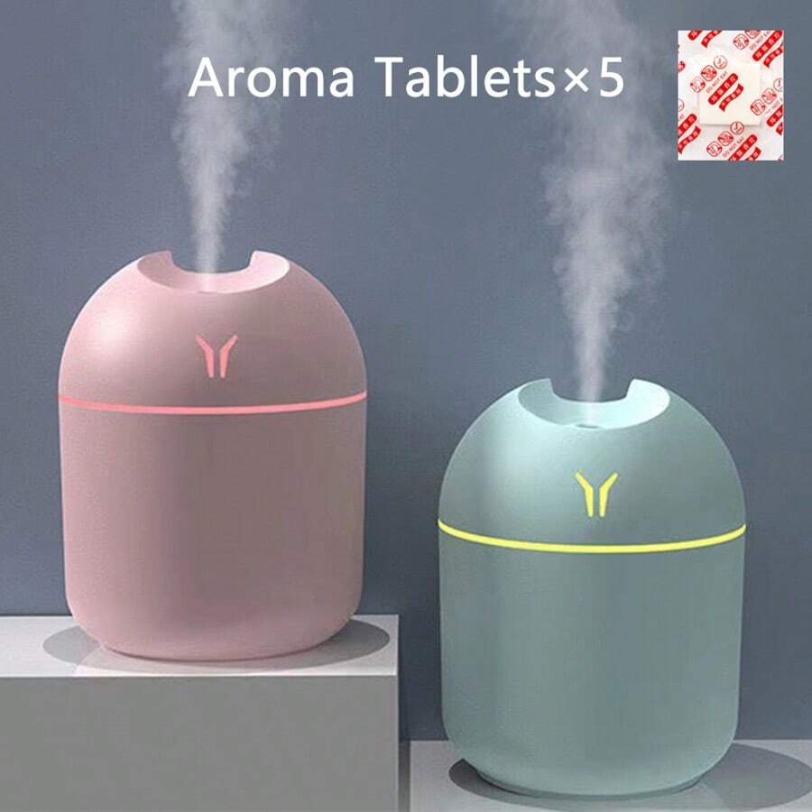 2025 Colorful Cool Mini Humidifier - For Home, Office, Bathroom Spa Or Bedroom, Car, USB Personal Desktop Humidifier, Car Delivers Cool Ultrasonic Water Mist, Easter Day Gift, Aromatherapy Tablets 5pcs (White, Blue)