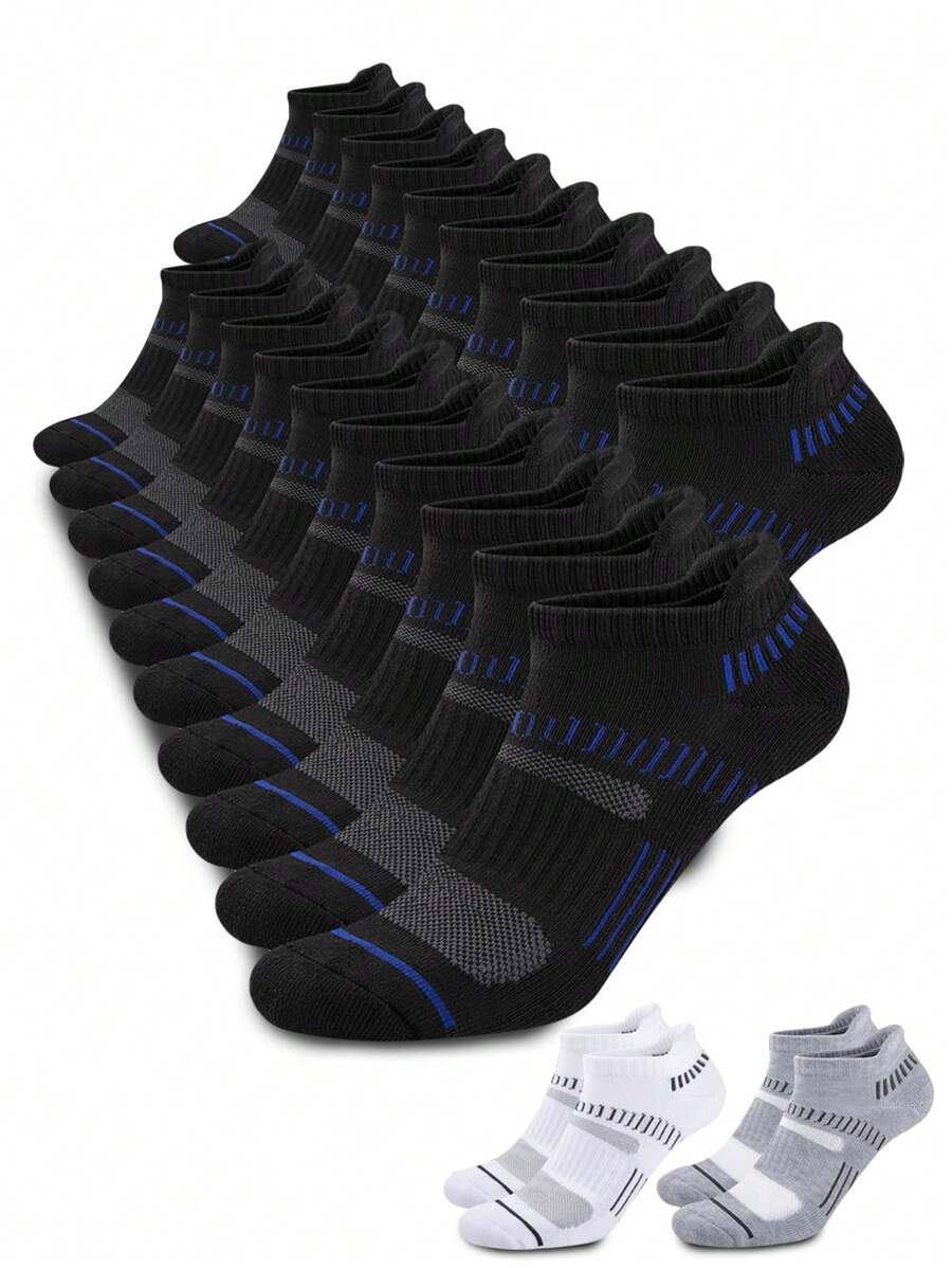10 Pares de Calcetines de Tobillo con Amortiguación para Hombre para Verano, Calcetines de Corte Bajo Cómodos y Transpirables para Casual, Deportes y Ocio, que se pueden Usar, Paquete de 10 Pares de Calcetines de Tobillo con Acolchado para Hombres