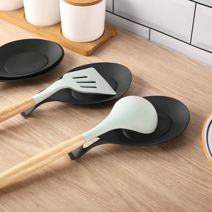 1pc Spoon Rest, Easy To Clean Kitchen Tool Mat, Heat Resistant Spoon Holder, Sauce Dish Mat, Condiment Tray Placemat For Dining Tools