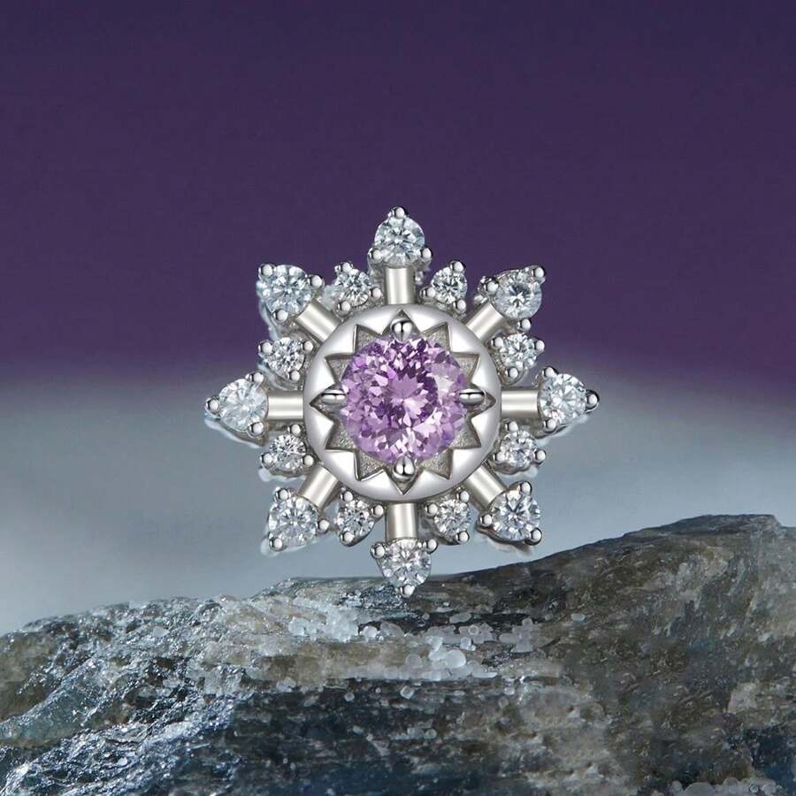 1 pieza Joya DIY de copo de nieve de plata de ley 925 bañada en oro blanco con circonita cúbica y cuentas versátiles y brillantes