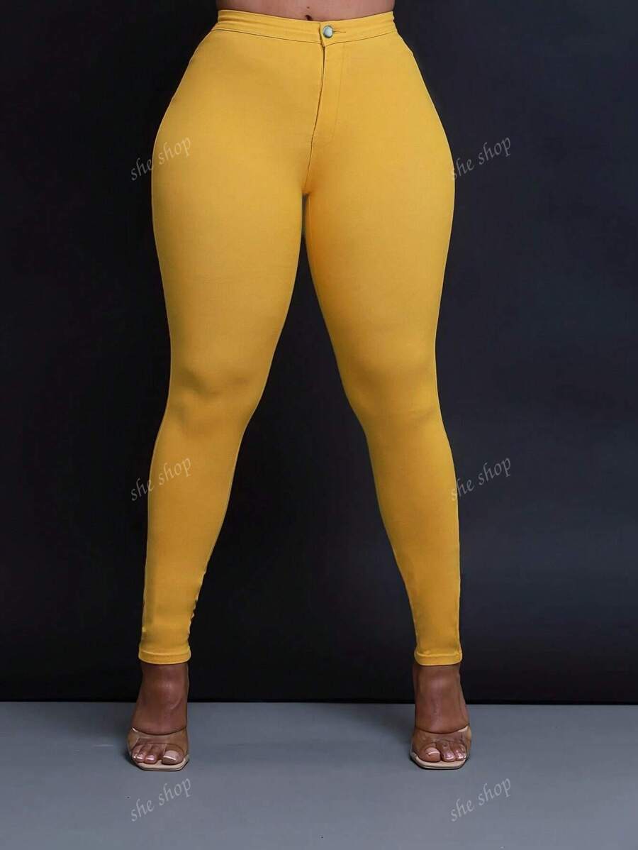 Pantalon pour femmes, couleur unie, taille élastique, design de poche, décontracté, adapté pour la vie quotidienne et les déplacements