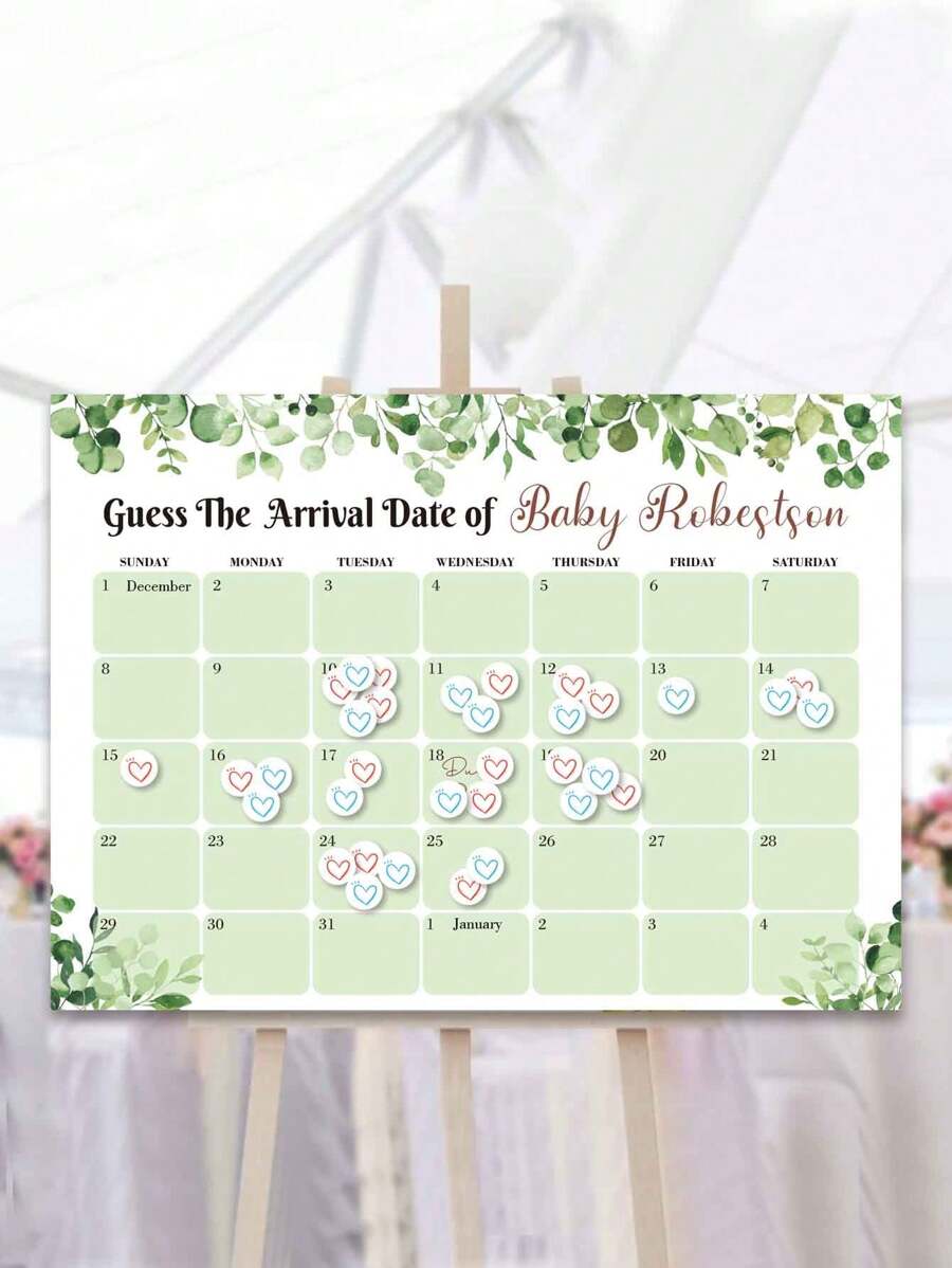 Calcomanías de osos para fiesta, letrero del calendario de la fecha de parto para mamá futura de niño o niña, decoración y accesorios de fiesta de género y fiesta de bienvenida del bebé