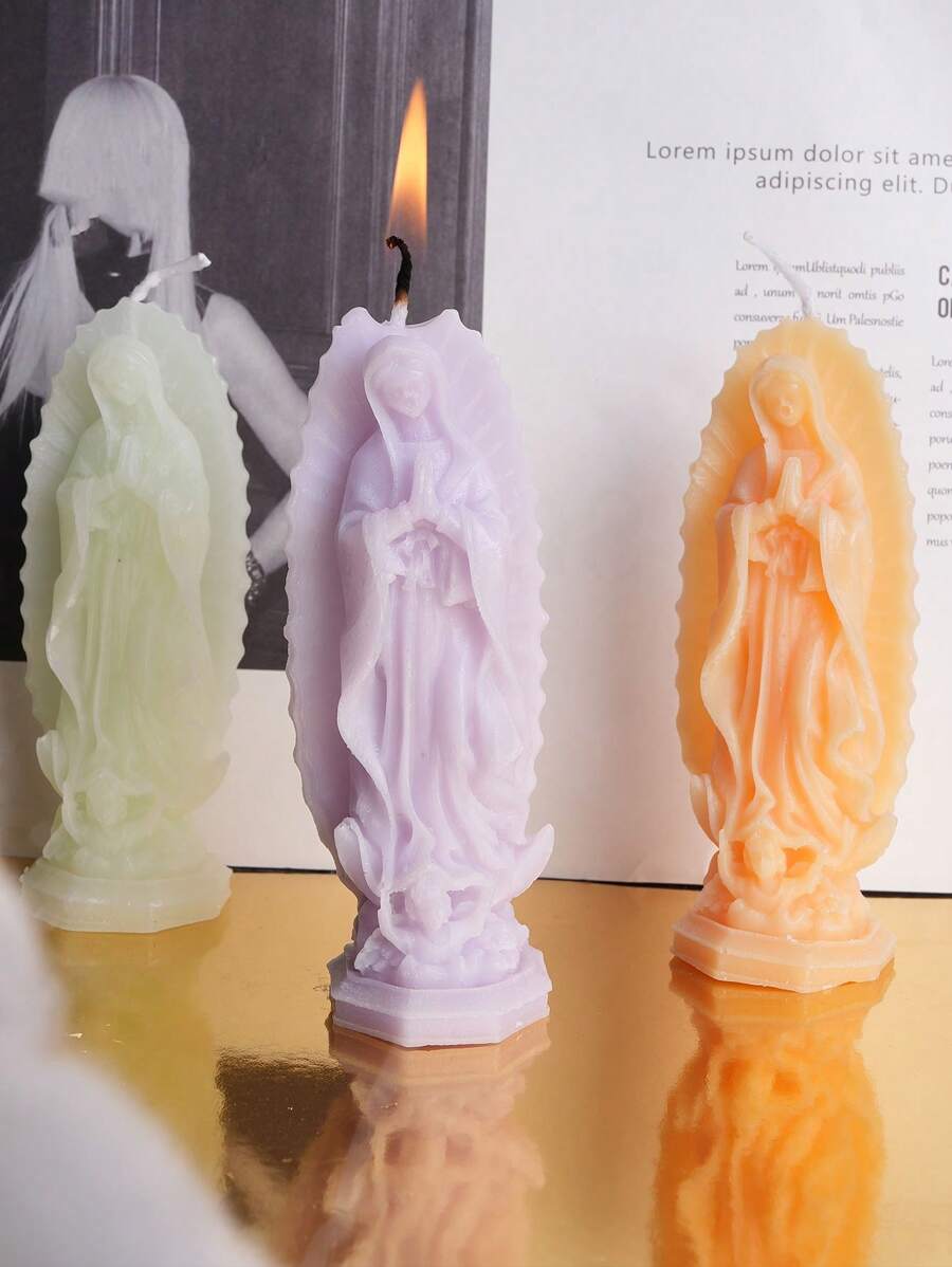 1pc Virgin Mary Scented Candles,Aesthetic Paraffin Soy Wax Candle Gift,Candel Light,For Family Bedrooms, Birthdays, Weddings, Spring,Wedding Decor,Home Decor,Gift Idea For Her Him Adults,For Wedding Season, Mother's Day Creative Premium Gift