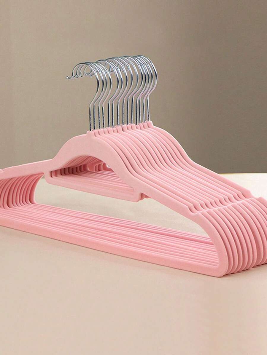 10pcs Pink ABS Clothes Hanger, Minimalist Plain Clothes Hanger For Home