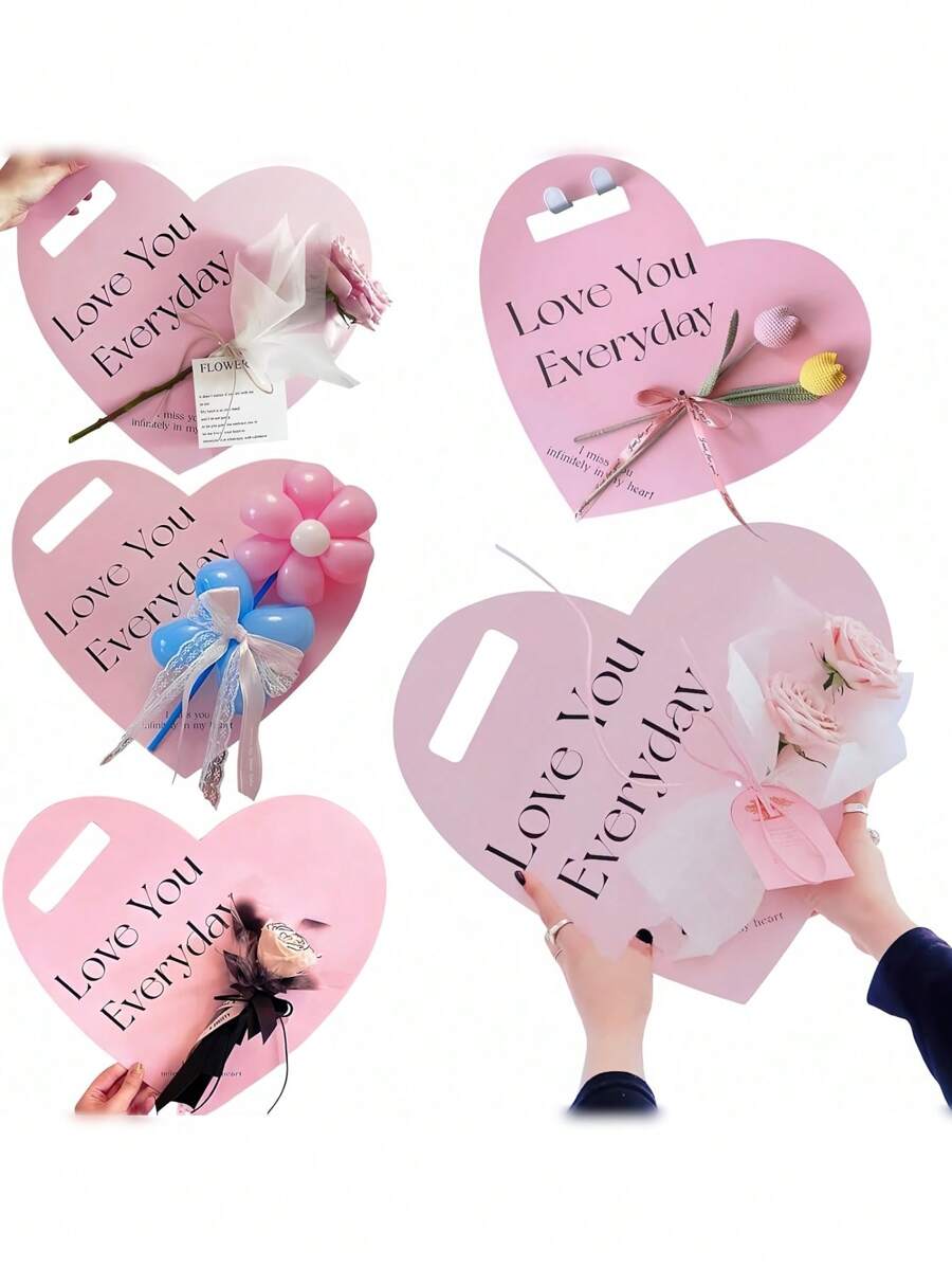 8 peças Materiais de Embalagem de Flores para Festa de Casamento, Embalagem de Rosas, Presente de Amor, Caixa de Flores Manual de Papelão (Não inclui o Buquê)