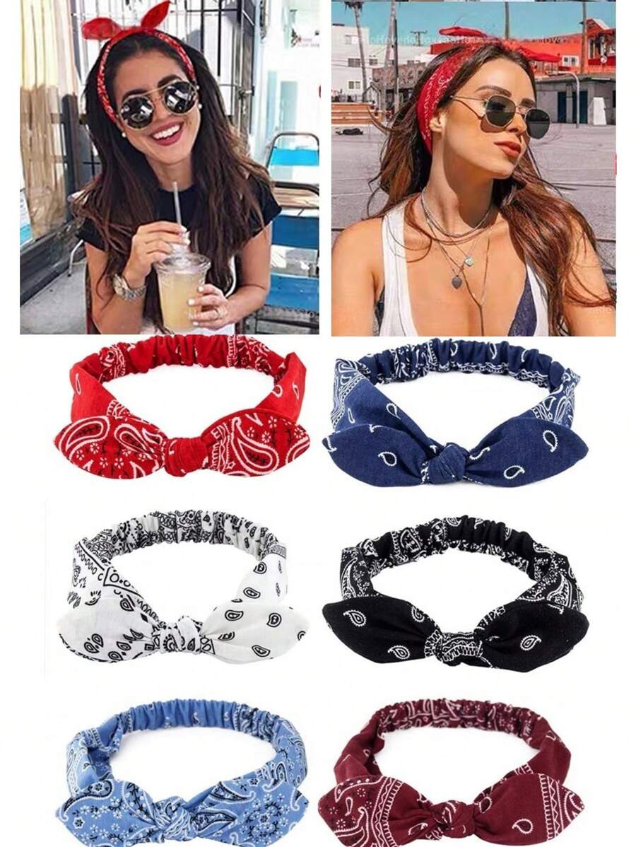 1 pezzo Fascia per capelli vintage da donna con motivo paisley intrecciata elastica/foulard per capelli/turbante fascia assorbente