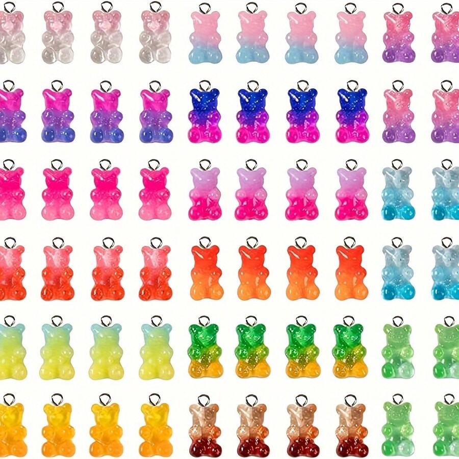Set de 30 cuentas de oso de acrílico - transparentes, de unicolor y de degradado, utilizadas para la fabricación de joyas DIY, de 18x11mm - perfecto para pulseras, collares, llaveros, atrapa sueños, borlas y manualidades.