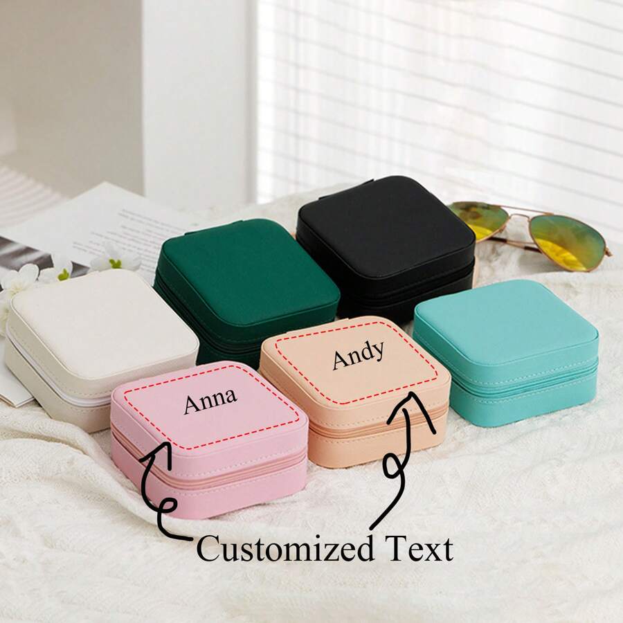 1pc/5pcs/10pcs/20pcs/30pcs Personalized Jewelry Storage Box, Customized With Name, Letter, Anniversary Date, Perfect Gift For Girlfriend, Anniversary, Fashion, Colorful, Casual, Minimalist, Personalized, Unique, Ideal Gift For Girlfriend, Family, Friends, Suitable For Valentine's Day, Birthday, Graduation, Wedding, Prom