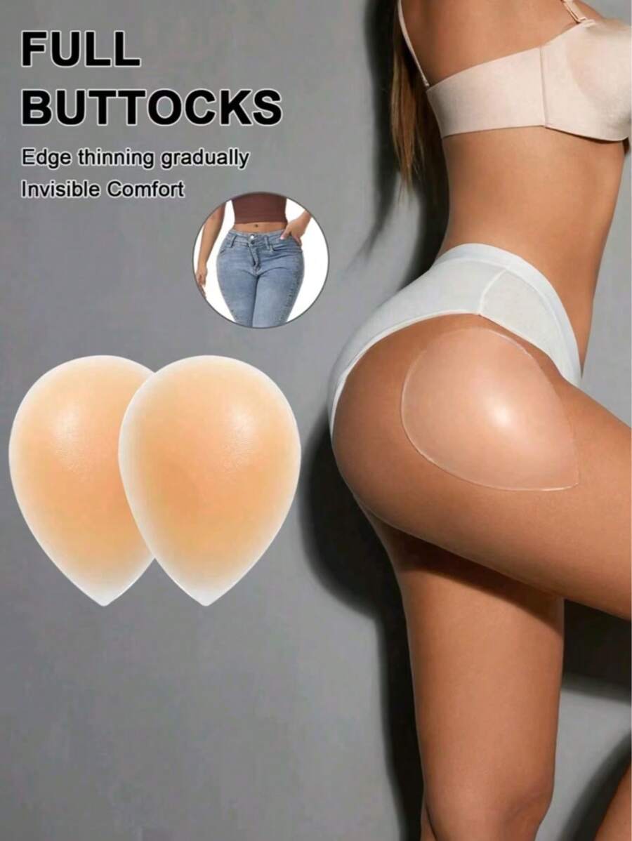 2 pezzi Cuscinetti in silicone riutilizzabili e invisibili per il seno da donna, utilizzati per migliorare fisicamente i glutei su entrambi i lati e modellare il corpo, supportare le anche e i glutei con patch che mostrano l'ingrandimento, adatti a signore di vari tipi di corporatura