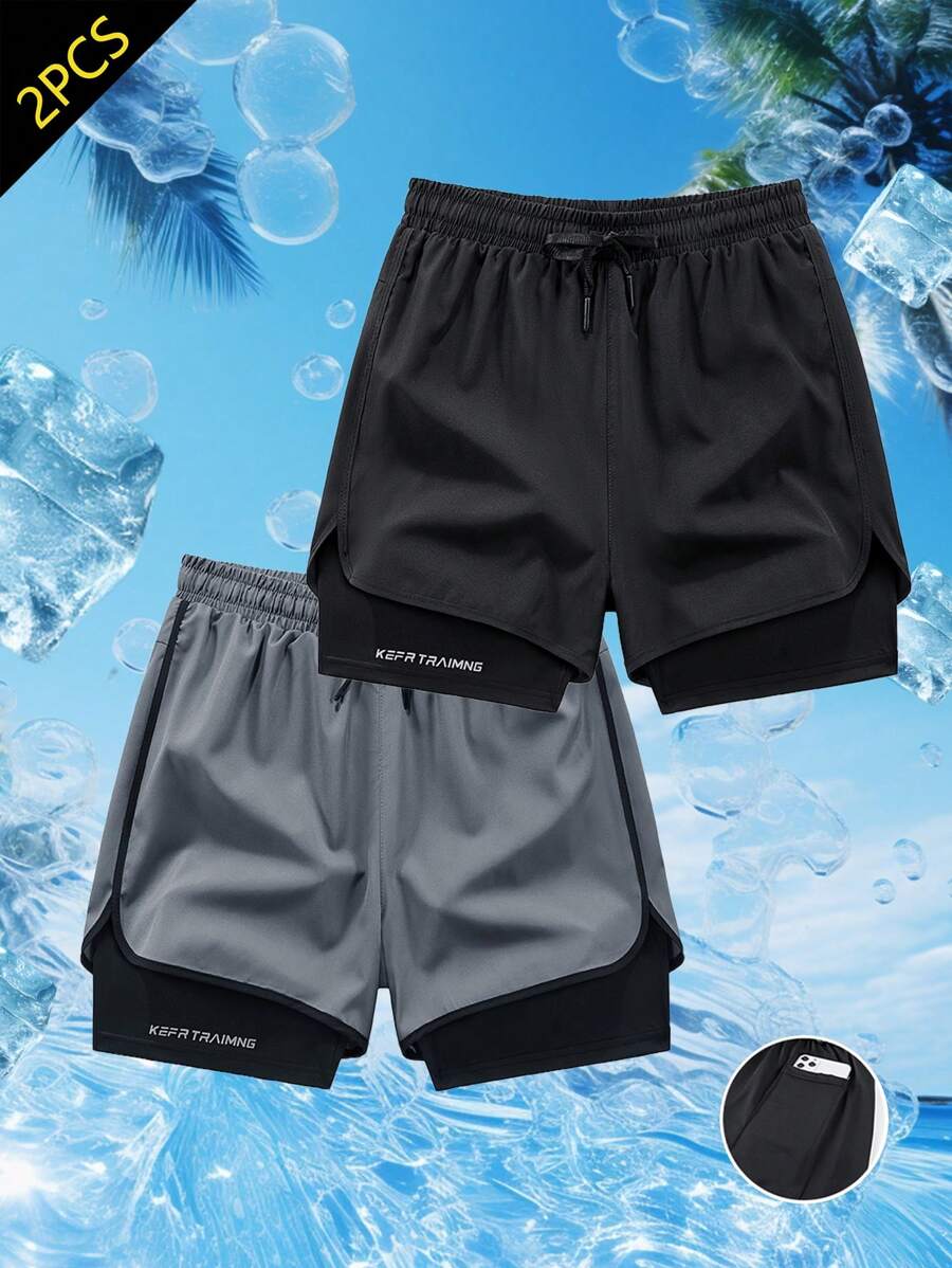 2pcs Sportswear Shorts Set For Summer, Quick Dry Breathable Light & Comfortable, Suitable For Gym Workout, Running, Casual Wear, Minimalist Design, Multi-Color Available