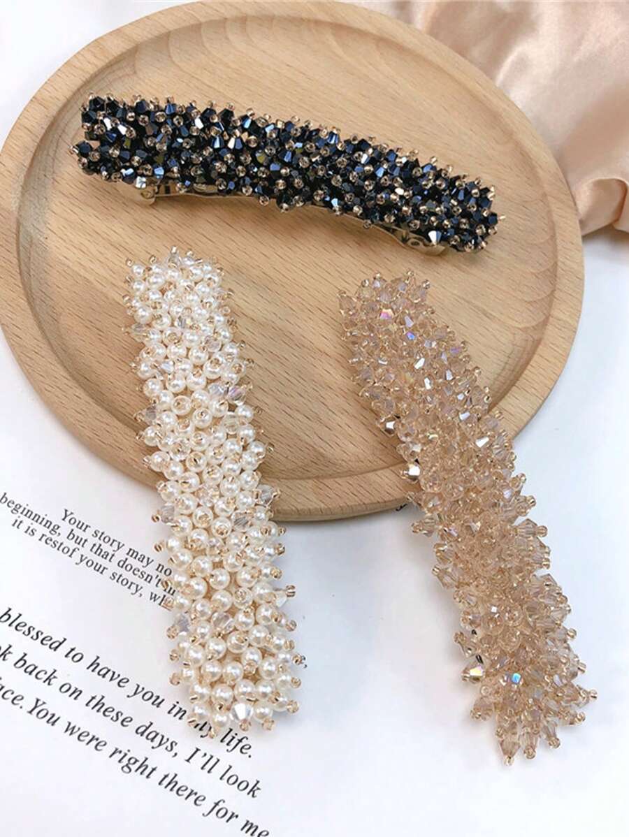 1 Stück/Set Haarspange mit Kunstperlen & Kristallen, große Haarklammer für Halbdutt, Haaraccessoire Geschenk für Mädchen, Muttertagsgeschenk, flache Haarklammer, Haarklammern, Clips fürs Haar, Haarspangen, Haarklauern