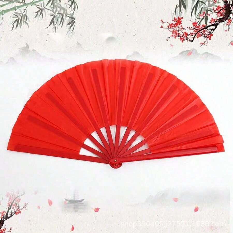 Large Elegant Black Folding Hand Fan With Sound - Nylon Fabric, Nostalgic Design For Kung Fu, Tai Chi, Dance And Sports Performances - The Perfect Gift For Men And Women. Summer Cooling,Beach,Travel