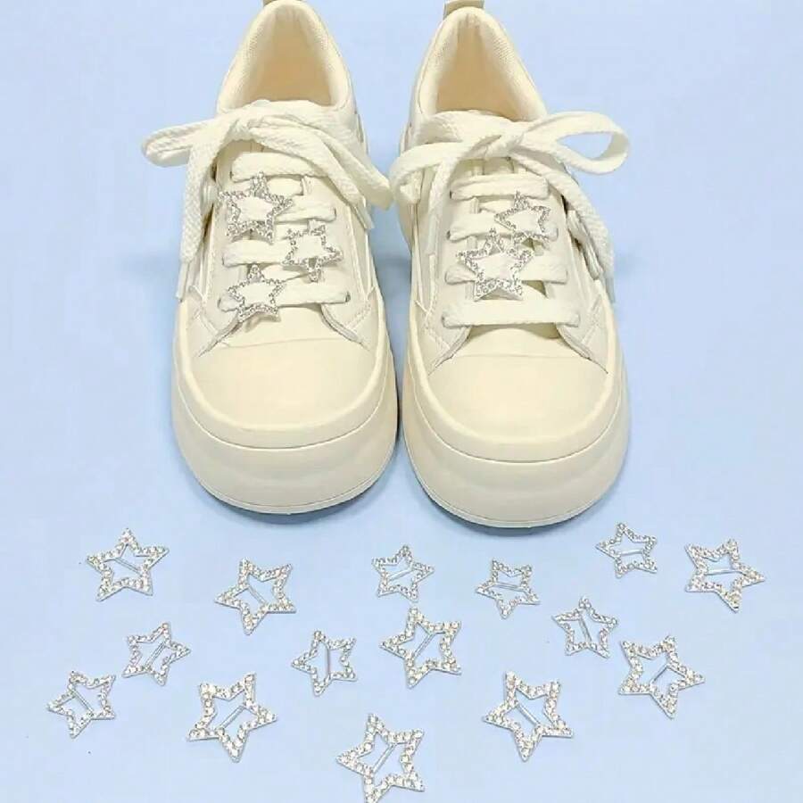 10/20/30/50/100pcs/Set Rhinestone Decorated Alloy Star Charms, Fashion Shiny DIY Shoe/Apparel Decorations, Suitable For Sneakers, Skate Shoes, Boots And Various Garments