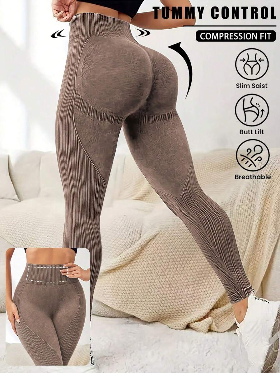Yoga Futuristic Seamless Wide Waistband Sports Leggings