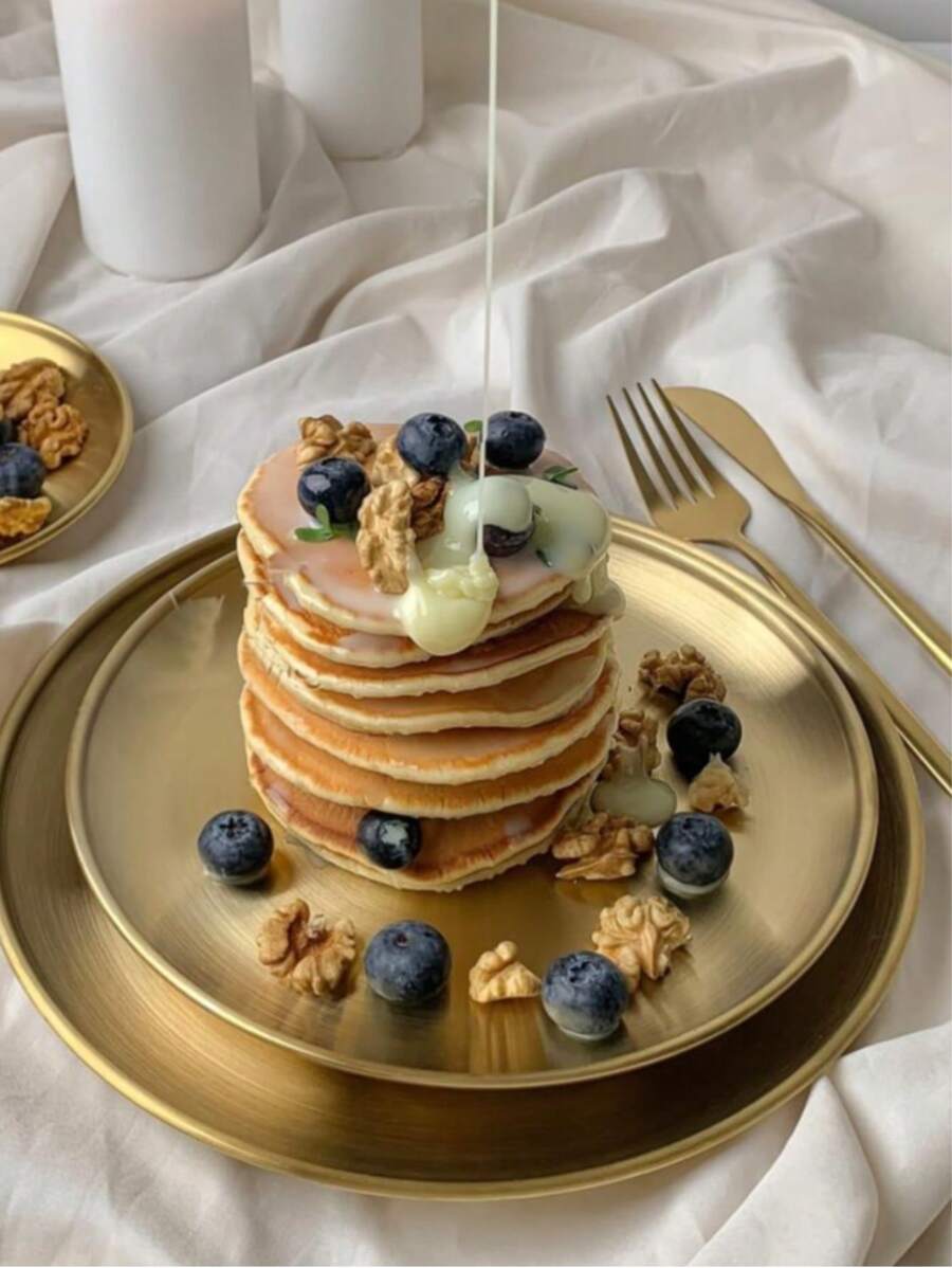 Reusable Gold Metal Plate - Stainless Steel Dessert Plate, Suitable For Home Kitchens, Restaurants, Bars, Outdoor Parties - Perfect For Weddings, Birthdays, Bachelorette Parties, Christmas, Easter, Valentine's Day - No Electricity Required