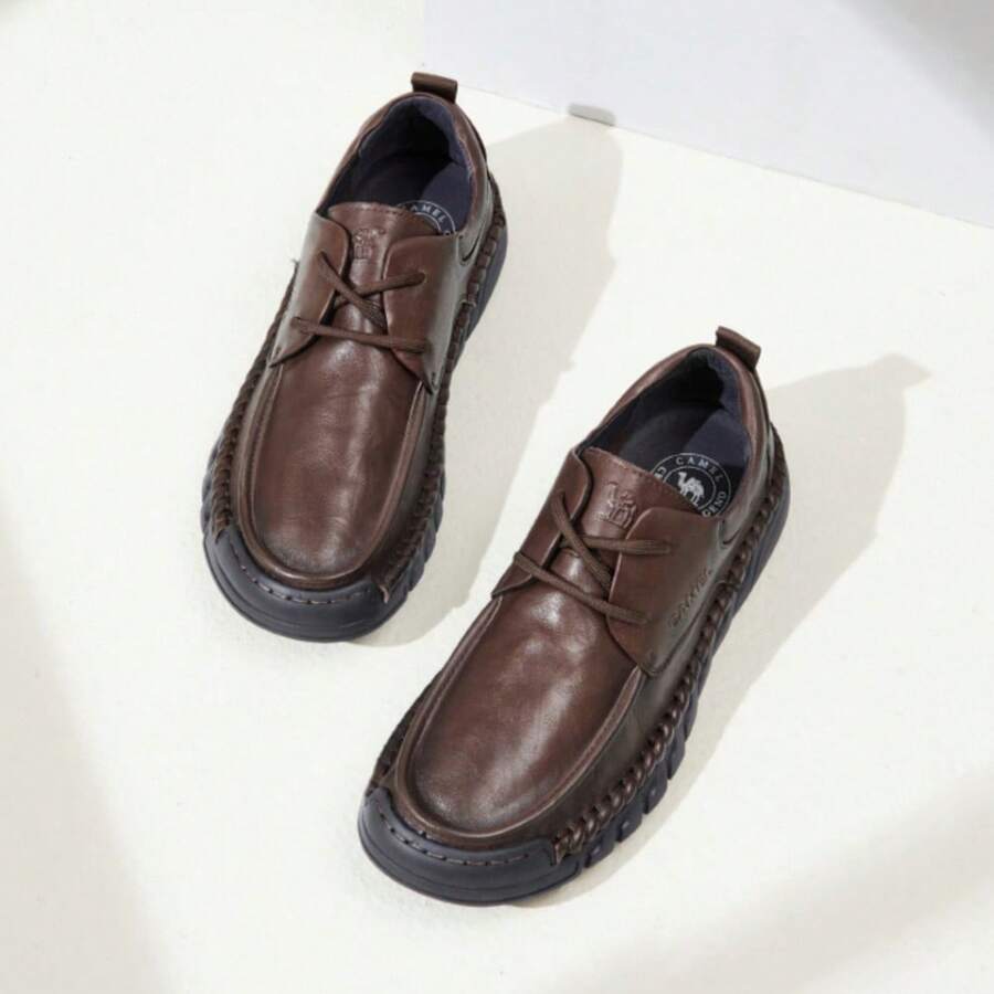 CAMEL CROWN Men's Casual Shoes, Spring Soft Cowhide Lightweight Non-Slip Wear-Resistant Casual Business Leather Shoes