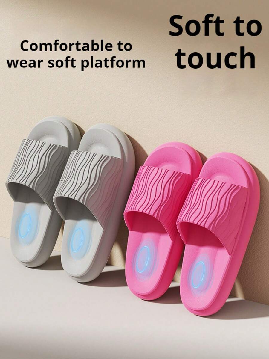 2025 Fashionable Pleated EVA Slippers, With Unique Pleated Upper Design, Thick Non-Slip Durable Sole, Lightweight & Comfortable, One-Piece Construction Prevents Odor, Suitable For Home, Bathroom, Living Room, Outdoor, Beach, Street Walking, Suitable For Guests, Simple Minimalist Aesthetic