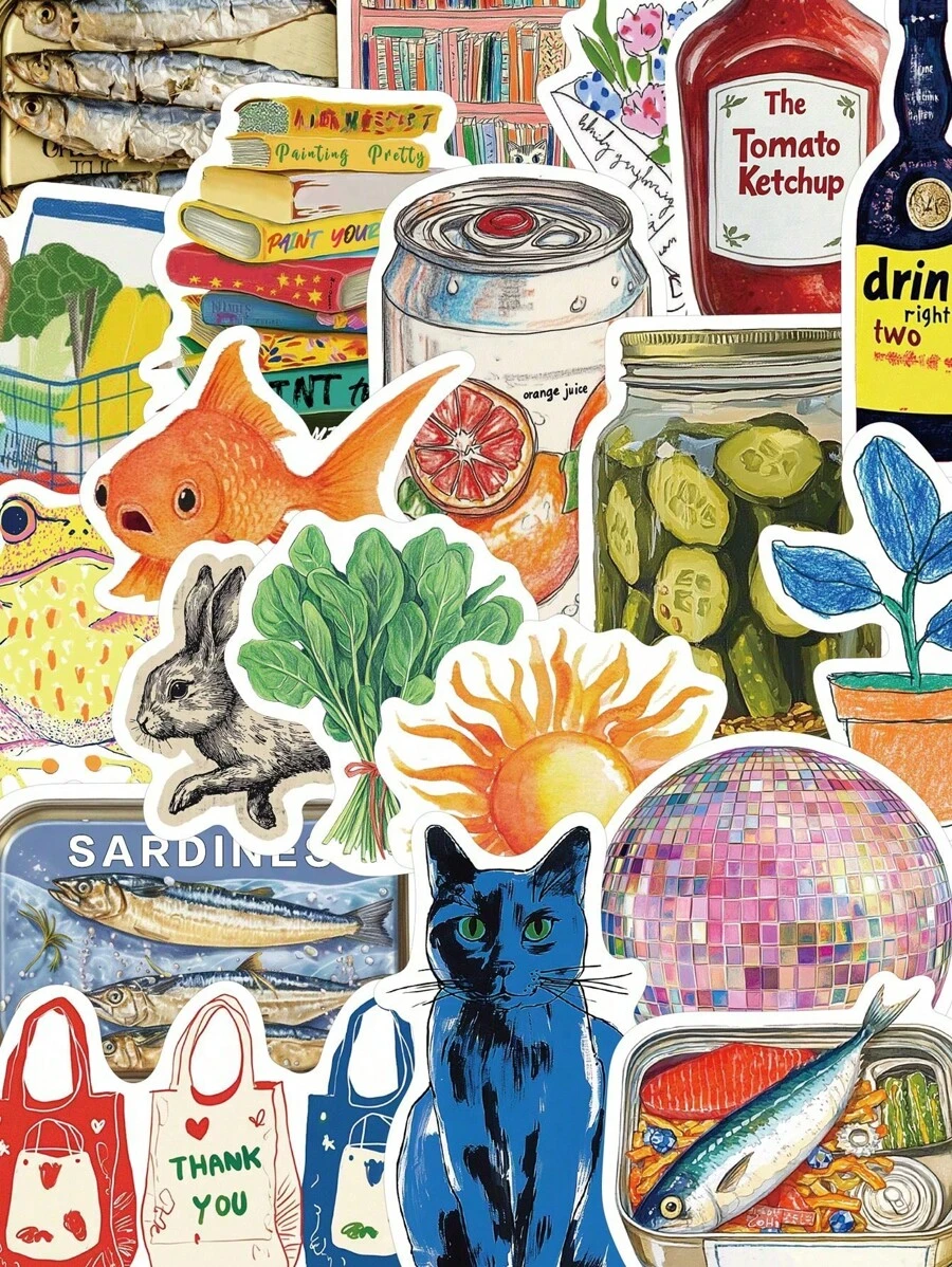 50 piezas Pegatinas con estilo vintage de graffiti mediterráneo, personalizado DIY para scrapbooking de cuadernos, fundas de teléfonos, portátiles, guitarras, tumblers, planificadores, útiles escolares, vuelta al cole