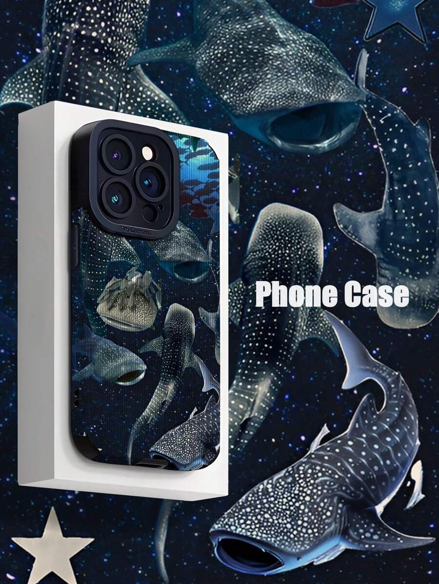 Carcasa de teléfono a prueba de arañazos y huellas dactilares, con diseño de ballena azul y rayas verticales, textura de piel sintética, a prueba de golpes, compatible con iPhone y otros modelos