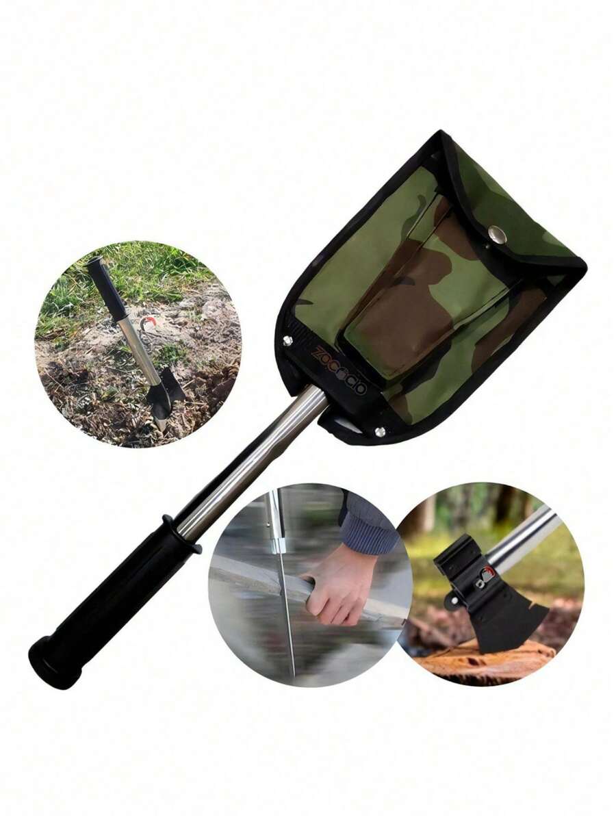 Kit Camping Supervivencia 4 En 1 Hacha Pala Y Cuchillos