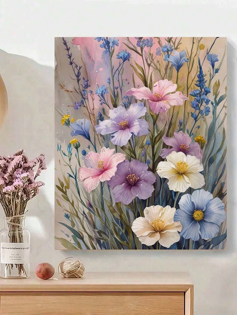 1 Set Muttertags-Schöne Blumen DIY Malen nach Zahlen Ungerahmter Bausatz, Wohndekoration für Wohnzimmer & Schlafzimmer, ideales Geschenk für Geburtstag & Feiertage, 40*50CM