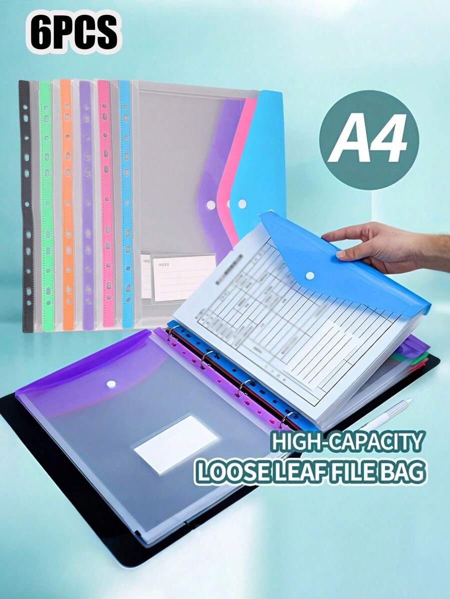 Carpeta de archivos de PVC transparente gruesa con botón a presión, tamaño A4, carpeta de archivos transparente y resistente al agua de gran capacidad con bolsillo para etiqueta, organizador de documentos, para almacenamiento de documentos de oficina y organización de artículos de papelería de estudiantes, excelente para la temporada de regreso a clases