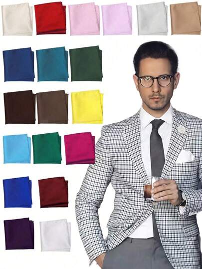 6 Pcs (1 Piece) Solid Color Formal Suit Pocket Square For Men, Thin Handkerchief For Wedding, Party, Anniversary, Men's Gift