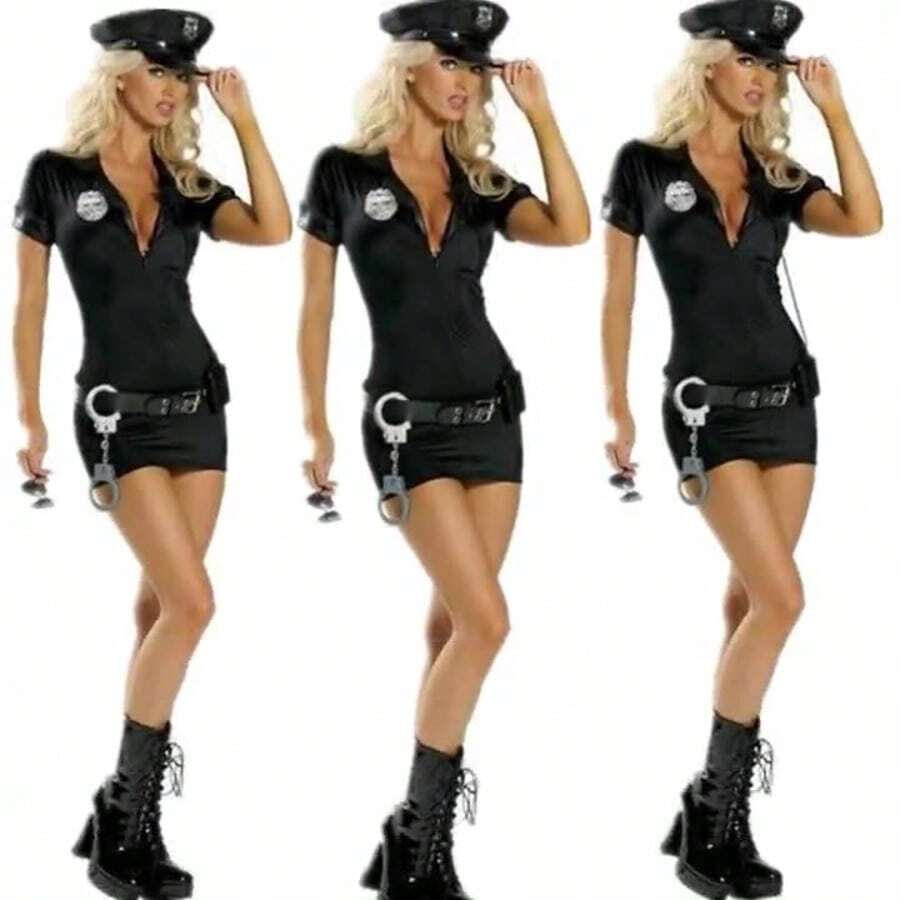 Black Police Uniform, European And American Game Uniform, Female Police Role-Playing Uniform, Coded Instructor Uniform