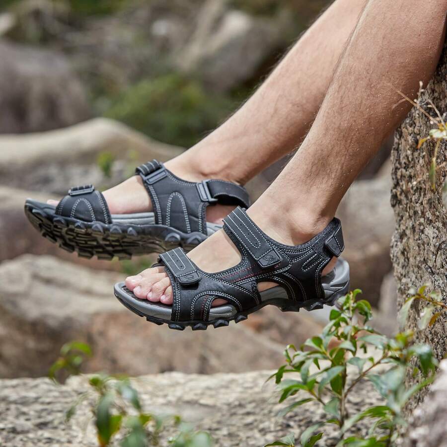 CAMEL CROWN Herren Sport Outdoor Sandalen Sommer verstellbar rutschfest bequem Herren Trekkingschuhe Wanderschuhe Sandalen mit Klettverschluss Strand Lässige Schuhe