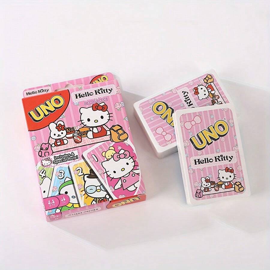 Sanrio Cartes à jouer Hello Kitty de Sanrio, cartes de jeu UNO mignonnes de chat, série de jeux de cartes Hello Kitty, convenant pour les fêtes, les réunions sociales, les anniversaires, la Saint-Valentin et le Nouvel An, avec des cartes interactives colorées