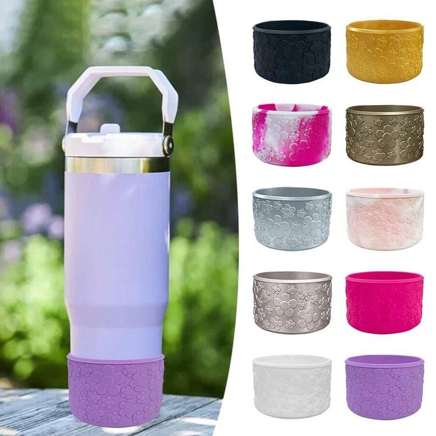 1 pieza Manga de silicona de 7,5 cm para el fondo de botas, manga de taza de silicona para flores, cubierta antideslizante para el fondo de la botella, accesorio para taza
