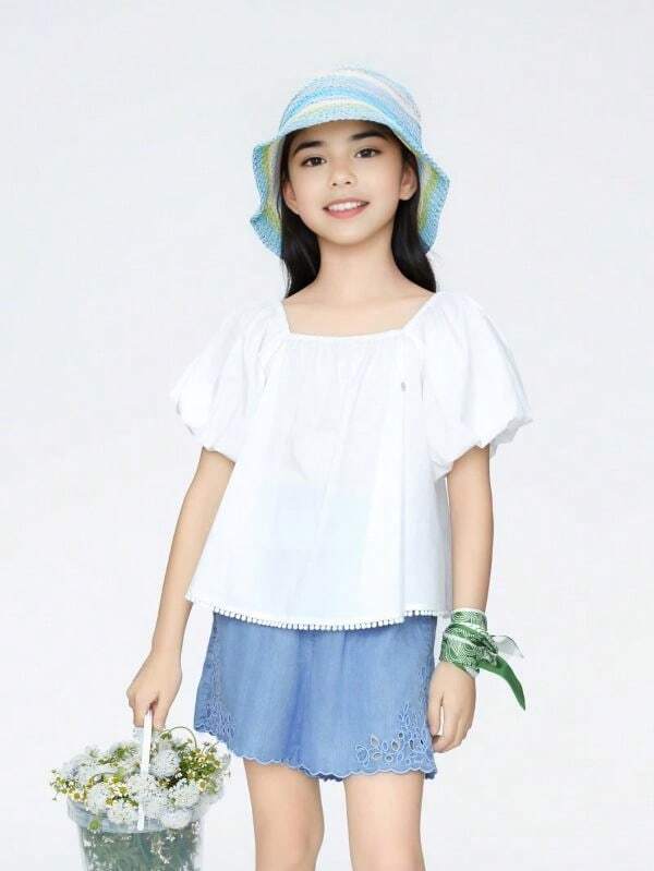 Annil Ropa para niñas, camisa de manga corta para niños de talla media, para el verano