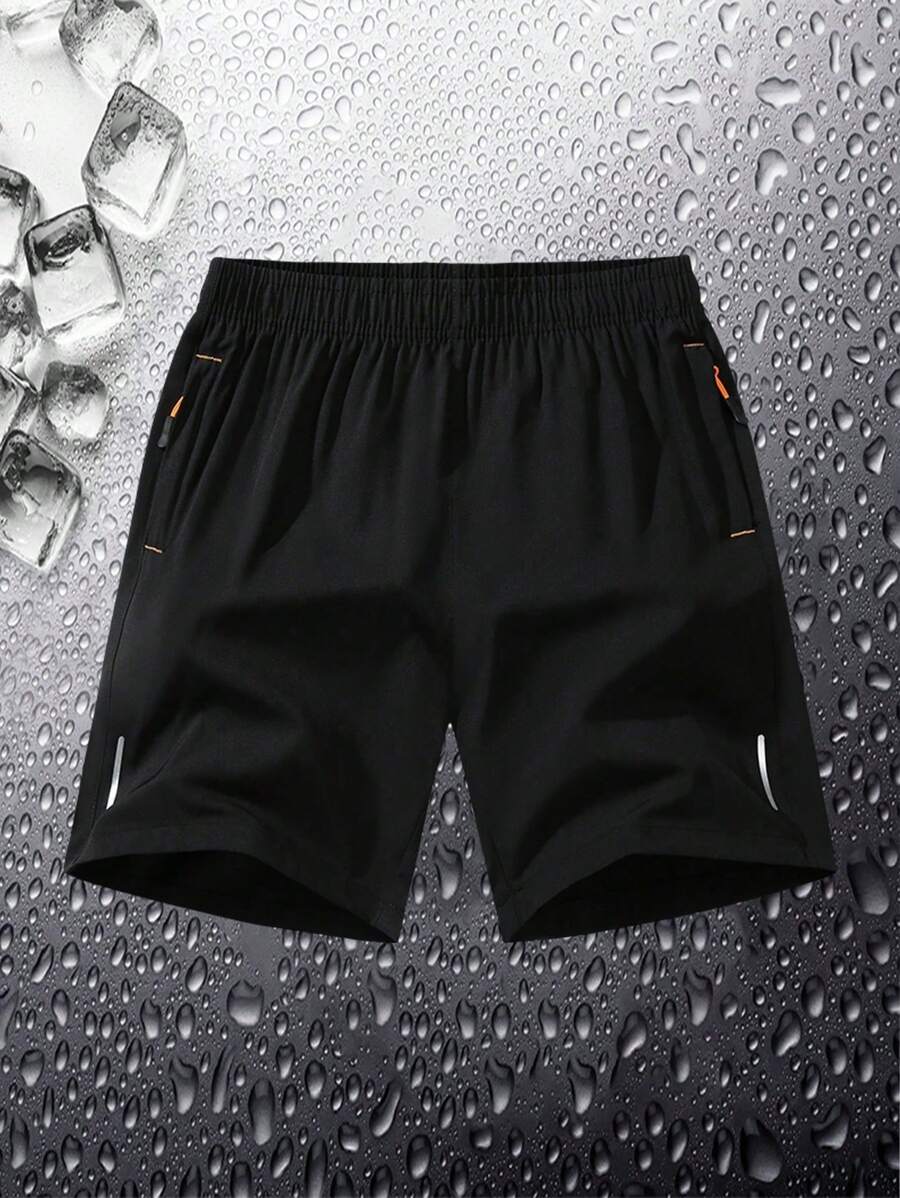 Short décontracté à séchage rapide pour activités de plein air 2025 pour hommes, avec taille à cordon, poche zippée, bande réfléchissante et motif imprimé, idéal pour la plage