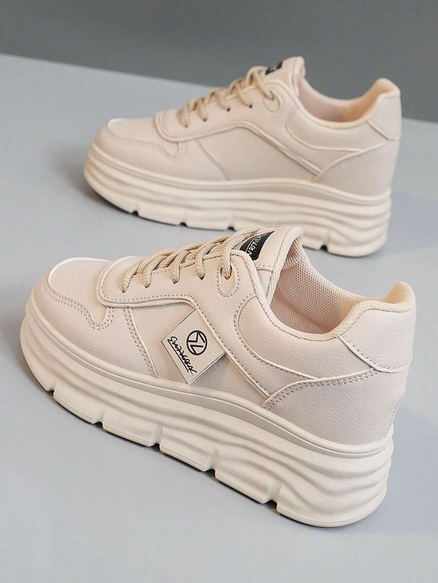 Nuevas zapatillas de lona de unicolor con suela gruesa para mujeres, cómodas zapatillas de plataforma casual, adecuadas para otoño 2025