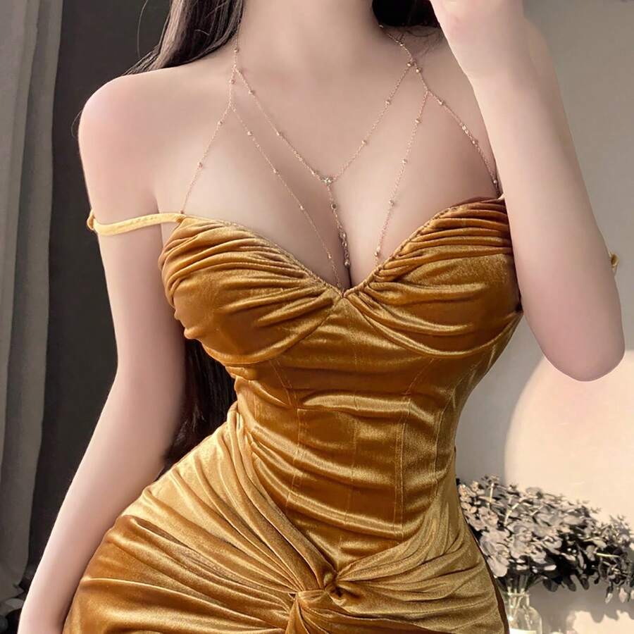 4 Peças/Conjunto Conjunto de Joias Corporais Boho de Praia Sexy e Exageradas para Mulheres, Colar com Pingente Decorativo