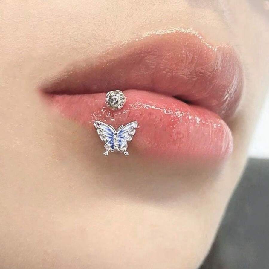 Anillo de labio de acero quirúrgico con forma de murciélago, joyería perfecta para piercings de labios, aretes de labios lindos, anillos de cartílago, joyería corporal para mujeres, anillos de labios de 10 mm, joyería para piercing de labios para mujeres
