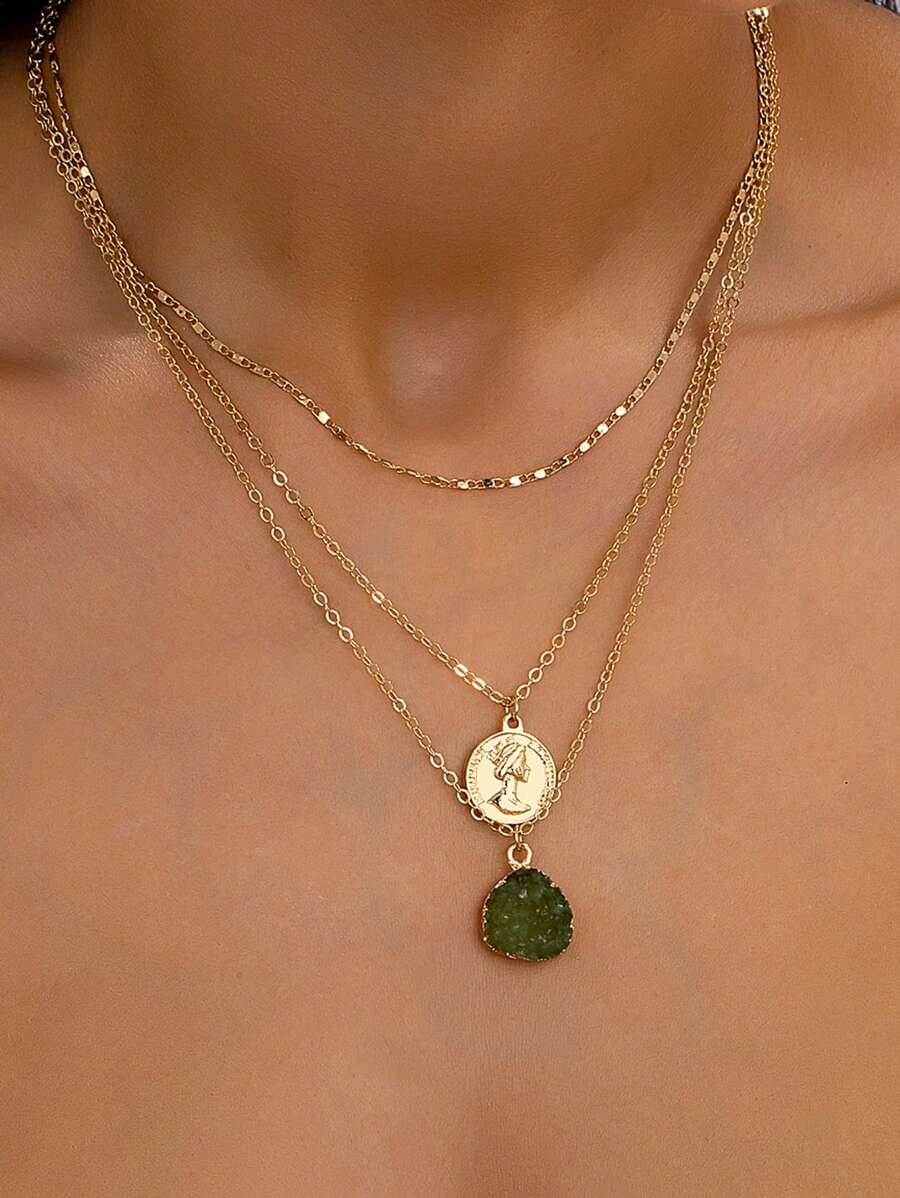 1 pieza Collar con colgante de gota de agua de varias capas, uso casual diario