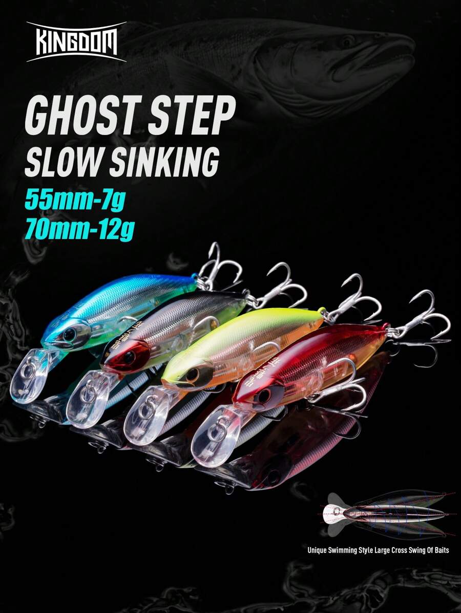 KINGDOM Kingdom Slow Sinking Pencil Noise Minnow Sea Fishing Lures 70mm 12g 55mm 7g Swimbaits Swing Hard Baits Wobblers Fishing Tackle