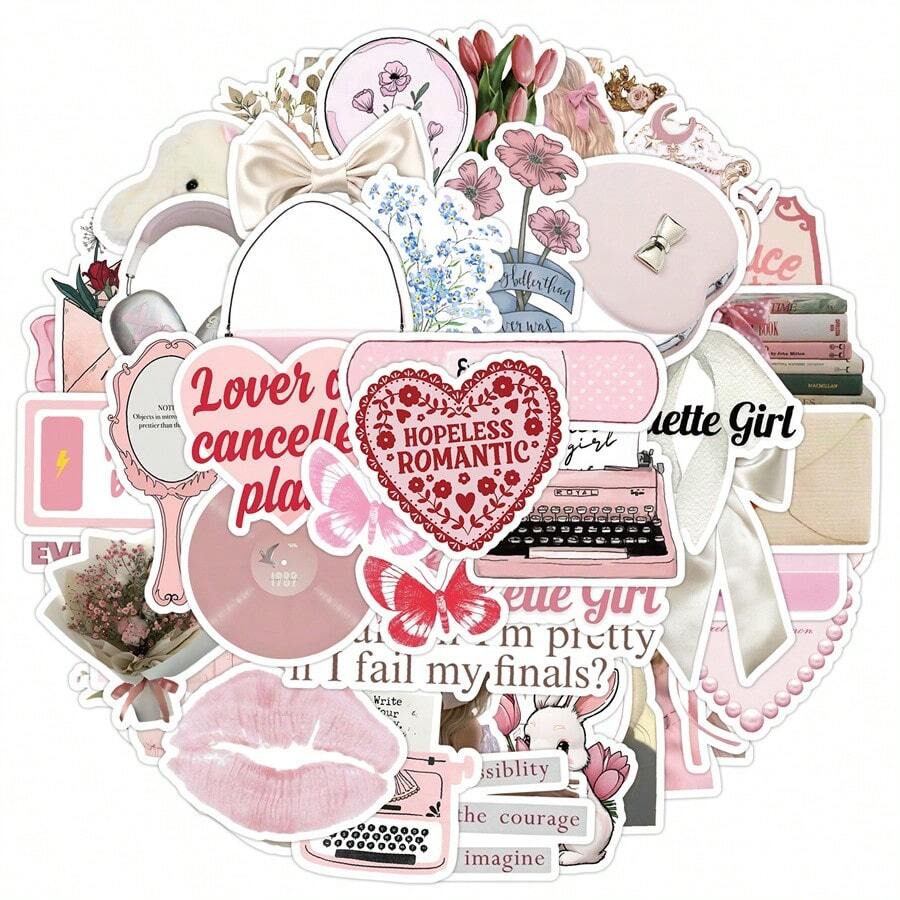 50 pezzi adesivi doodle serie rosa carina, adesivi doodle unicorno, adesivi cartone animato sirena, adesivi doodle coniglio carino, adesivi impermeabili per computer portatile, tazza d'acqua, bagagli, all'ingrosso adesivi decorativi per organizer