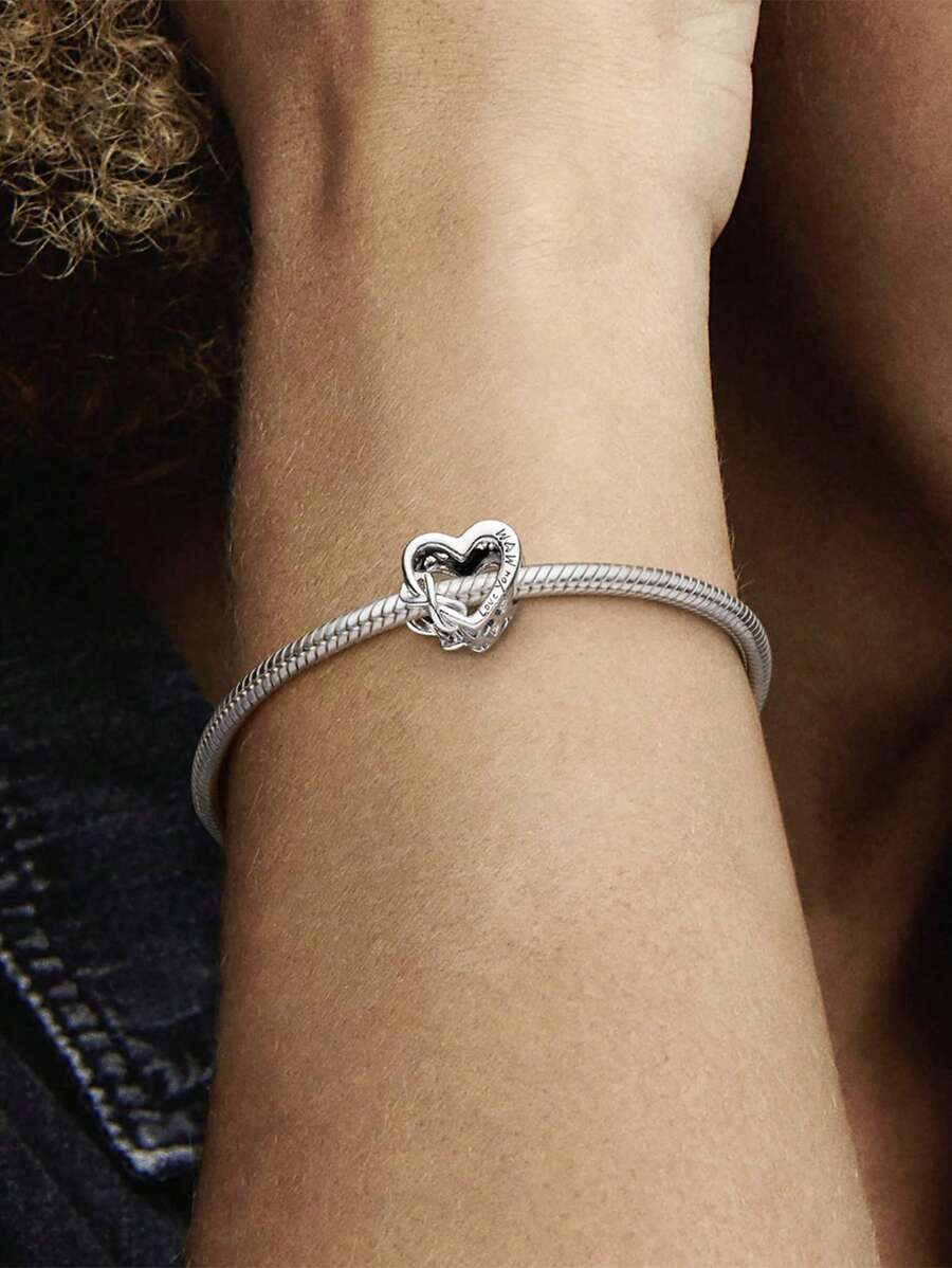 1Pc 925 Sterling Silver Fashionable Love You Mom Infinity Heart Charm Bead Fit For Women Bracelets Bangles DIY Jewelry Making