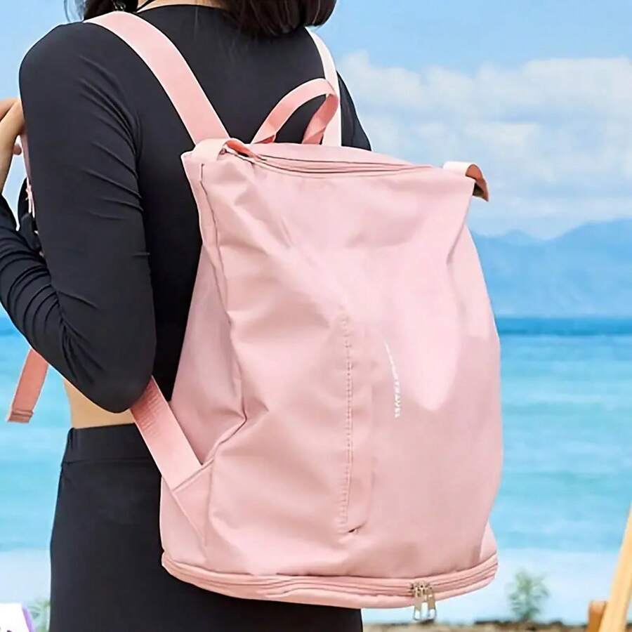Fashion Fitness Backpack With Wet & Dry Separation, Women Large Capacity Waterproof Swimming Bag For Beach