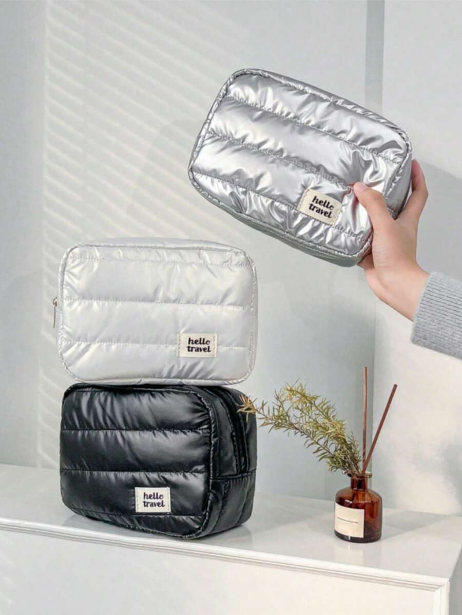 1 Pc Solid Color Women Makeup Bag For Winter Travel Large Warm And Soft Cosmetic Storage Pouch Makeup Travel Toiletry Organizer Essentials Gifts Storage Zipper Accessories Nail