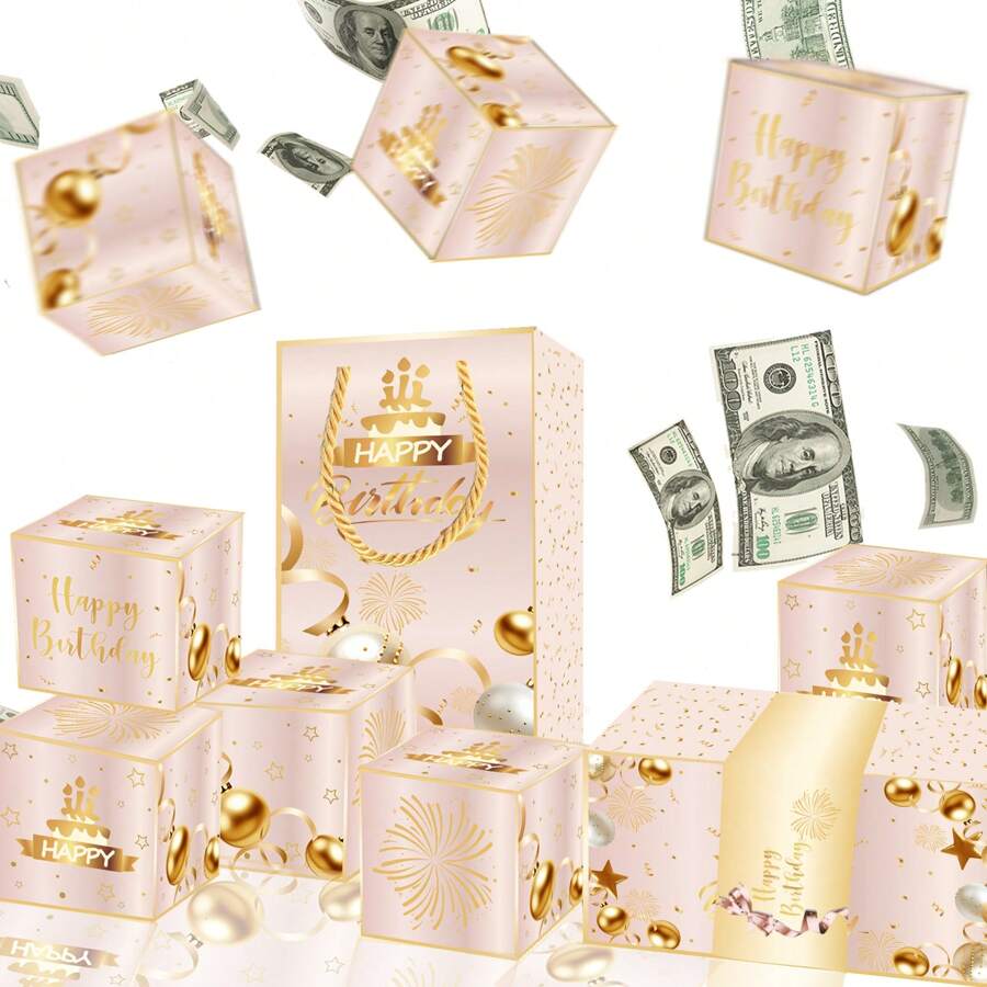 Premium Pink & Black Gold Gift Boxes With Surprise Pop-Up Design, Birthday Gift, Party Decorations