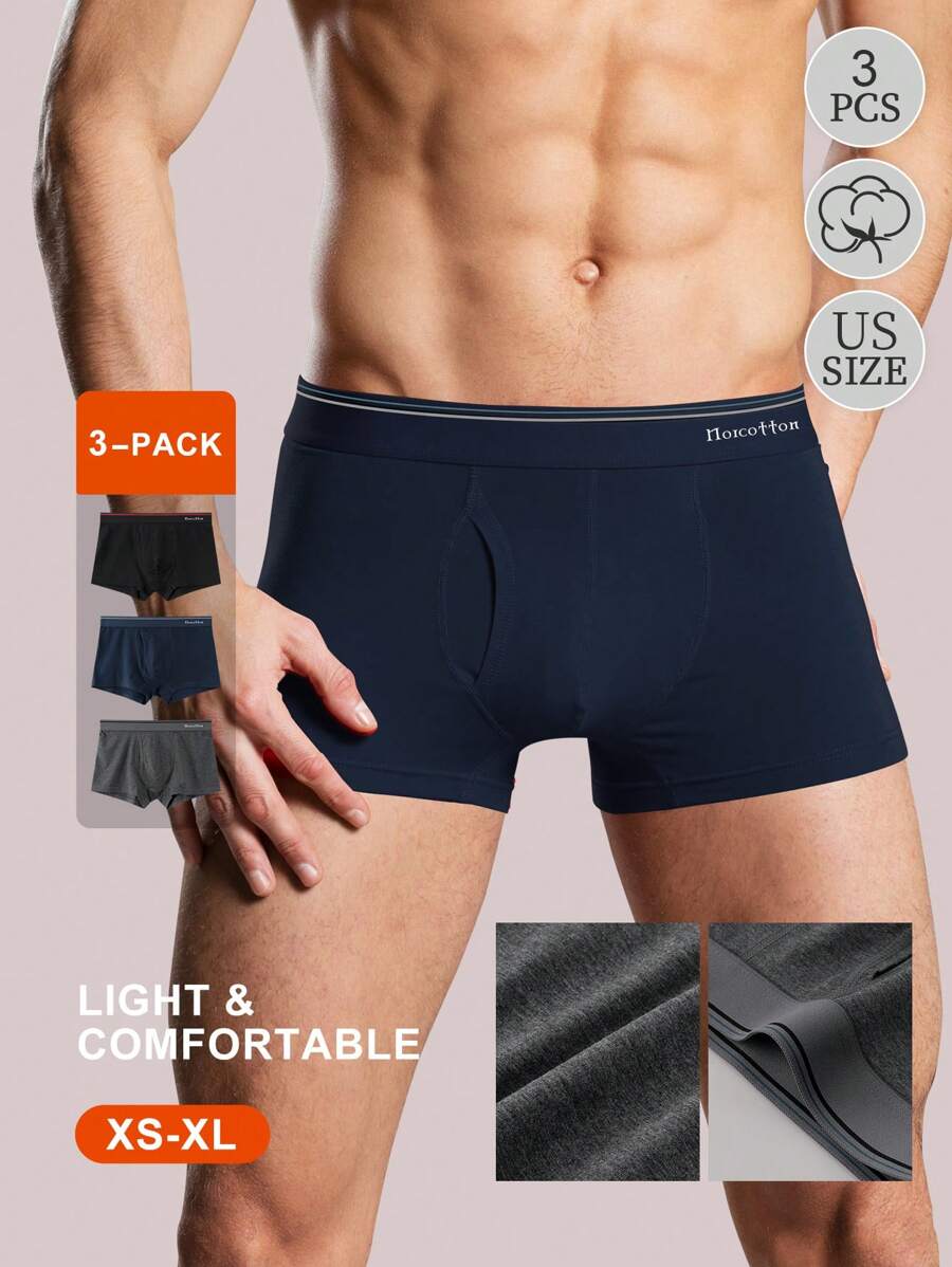 Norcotton Set de 3 prendas de ropa interior para hombre de algodón Norcotton, boxers multicolor de algodón puro, slips tipo trunks de algodón Kangxi